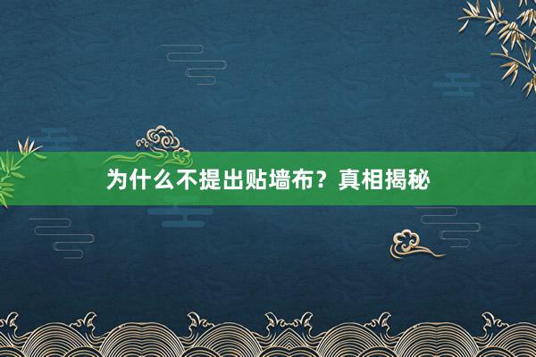为什么不提出贴墙布？真相揭秘
